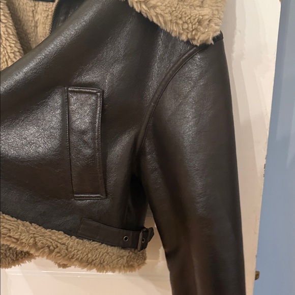 Zara Chocolate Brown Teddy Jacket with Cream Shearling - Picture 4 of 5